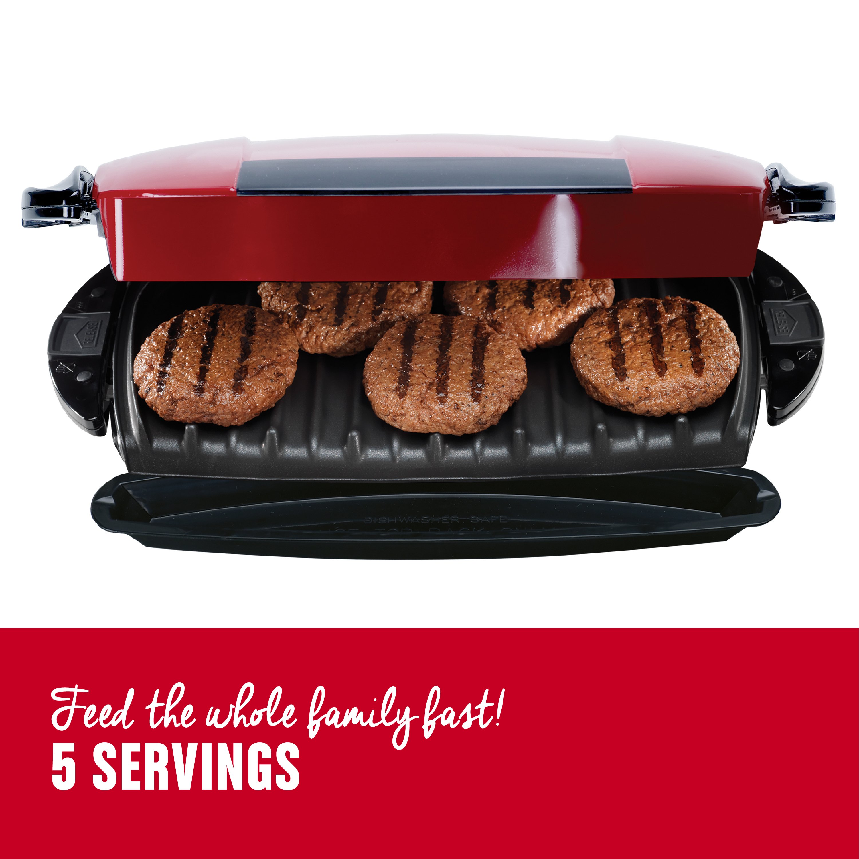5 Serving Removable Plate Grill Red George Foreman